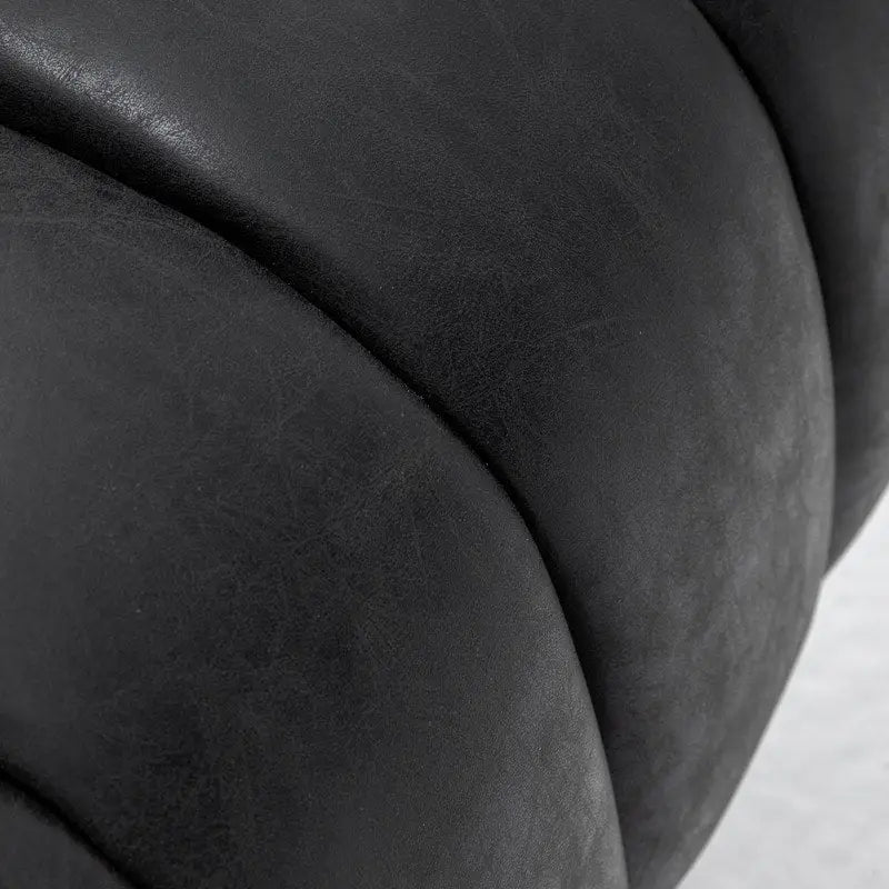 SEYNAR Fauteuil pivotant rond capitonné en cuir PU style Mid-Century (lot de 2)