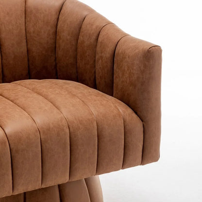 SEYNAR Fauteuil pivotant rond capitonné en cuir PU style Mid-Century (lot de 2)