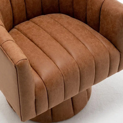 SEYNAR Fauteuil pivotant rond capitonné en cuir PU style Mid-Century (lot de 2)