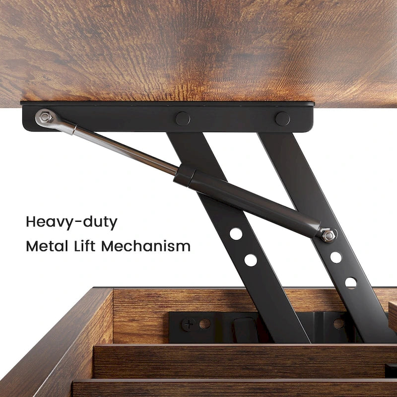 Table basse relevable avec 2 tiroirs et compartiment caché pour salon