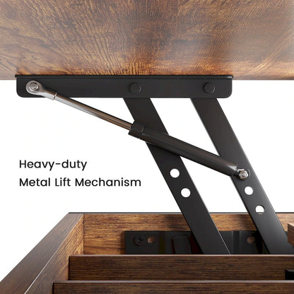 Table basse relevable avec 2 tiroirs et compartiment caché pour salon