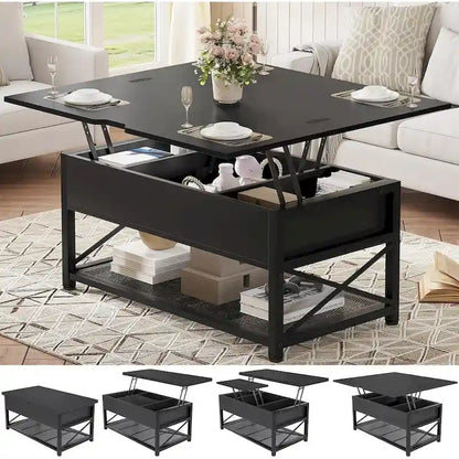 Table basse relevable avec 2 tiroirs et compartiment caché pour salon