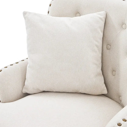 Fauteuil club capitonné avec repose-pieds et coussin