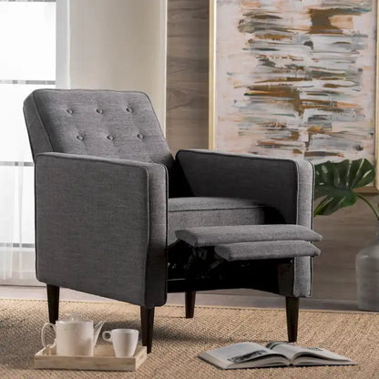 Fauteuil inclinable Mervynn en tissu capitonné, style moderne du milieu du siècle, par Christopher Knight Home