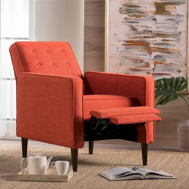 Fauteuil inclinable Mervynn en tissu capitonné, style moderne du milieu du siècle, par Christopher Knight Home