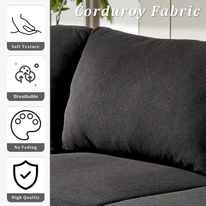 Canapé-lit réversible OVIOS avec coussins moelleux et pieds en métal