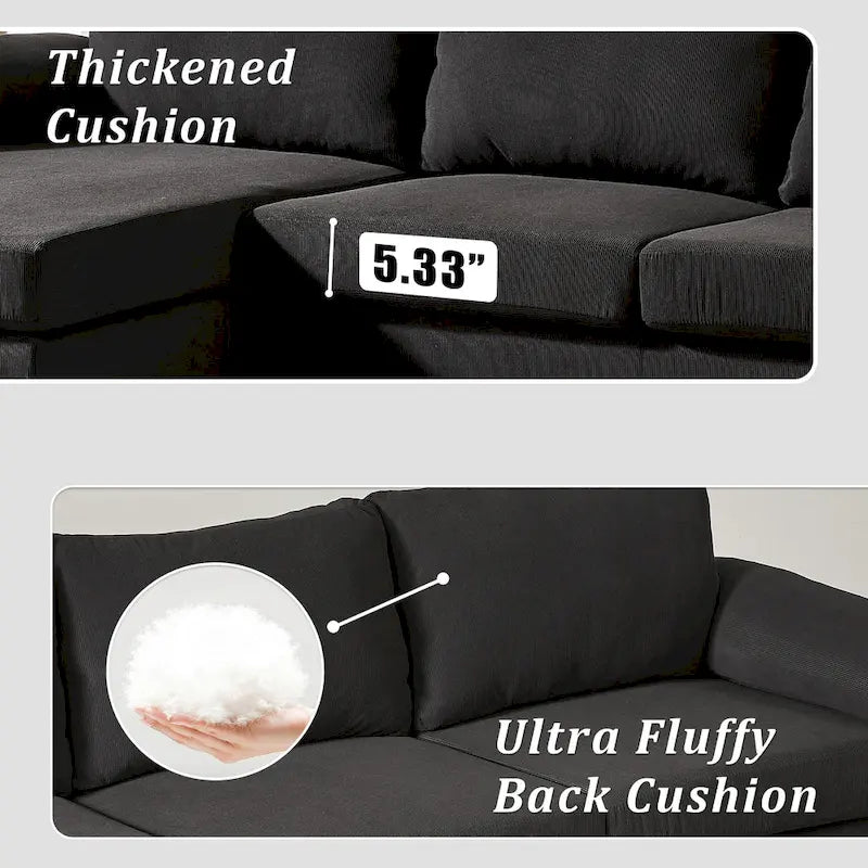 Canapé-lit réversible OVIOS avec coussins moelleux et pieds en métal