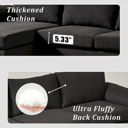 Canapé-lit réversible OVIOS avec coussins moelleux et pieds en métal