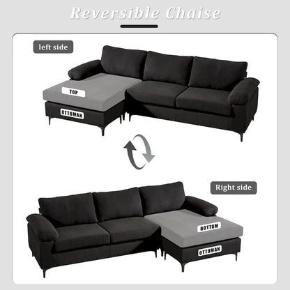 Canapé-lit réversible OVIOS avec coussins moelleux et pieds en métal