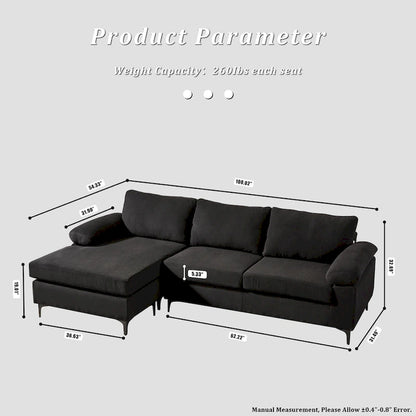 Canapé-lit réversible OVIOS avec coussins moelleux et pieds en métal