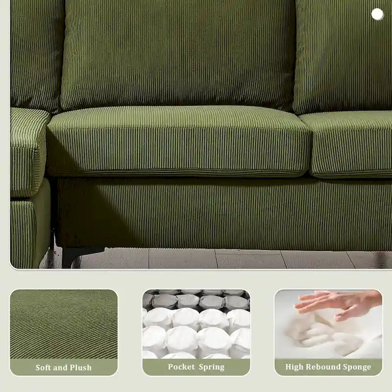 Canapé-lit réversible OVIOS avec coussins moelleux et pieds en métal