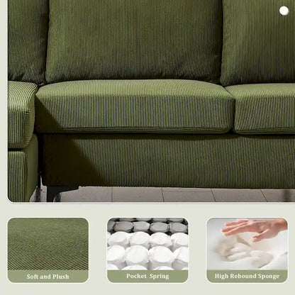 Canapé-lit réversible OVIOS avec coussins moelleux et pieds en métal