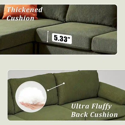 Canapé-lit réversible OVIOS avec coussins moelleux et pieds en métal