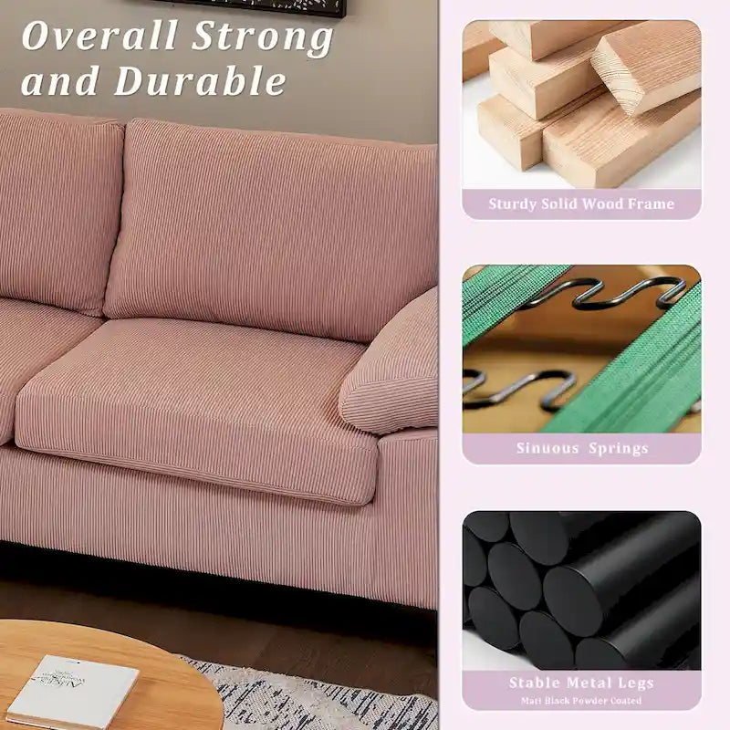 Canapé-lit réversible OVIOS avec coussins moelleux et pieds en métal