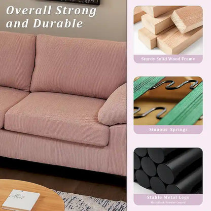 Canapé-lit réversible OVIOS avec coussins moelleux et pieds en métal