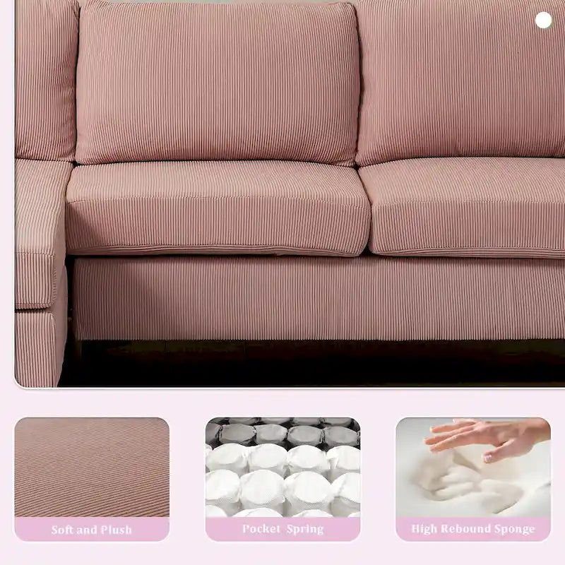 Canapé-lit réversible OVIOS avec coussins moelleux et pieds en métal