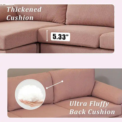 Canapé-lit réversible OVIOS avec coussins moelleux et pieds en métal