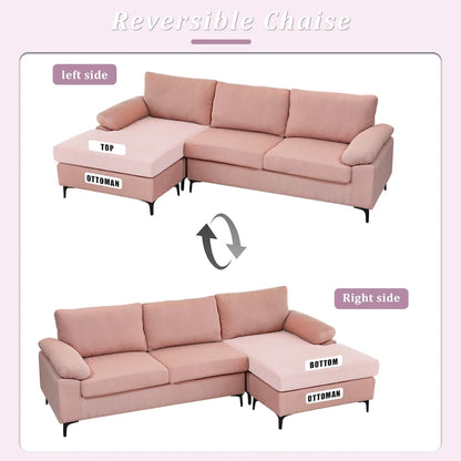 Canapé-lit réversible OVIOS avec coussins moelleux et pieds en métal