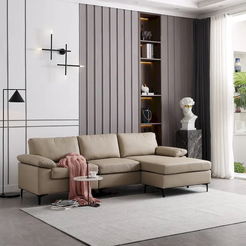 Canapé-lit réversible OVIOS avec coussins moelleux et pieds en métal