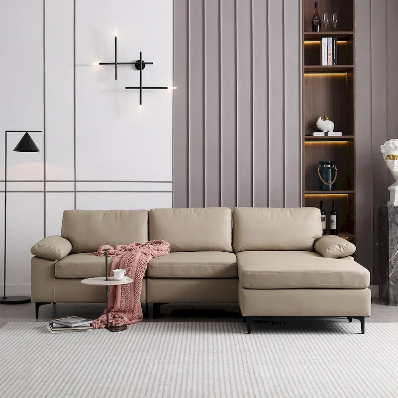 Canapé-lit réversible OVIOS avec coussins moelleux et pieds en métal