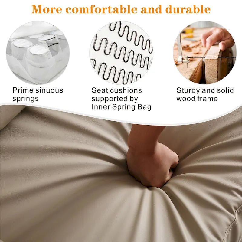 Canapé-lit réversible OVIOS avec coussins moelleux et pieds en métal