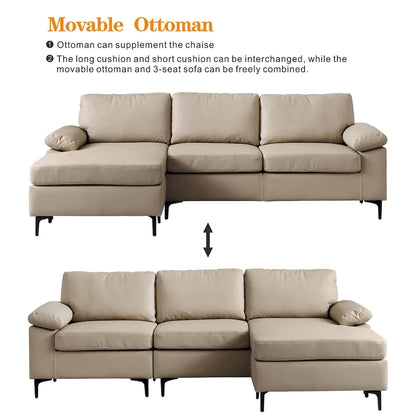 Canapé-lit réversible OVIOS avec coussins moelleux et pieds en métal