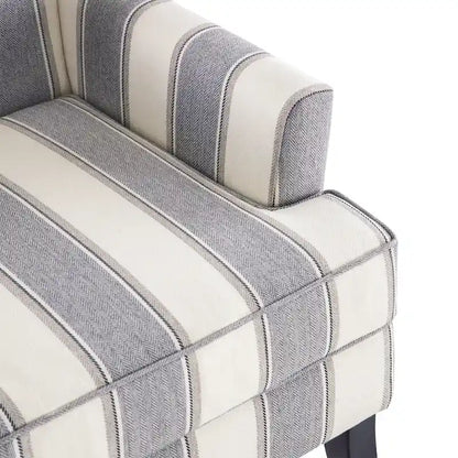 Fauteuil d'appoint Club Chair en lin, garni de clous décoratifs et doté de pieds en bois, orné de rivets.