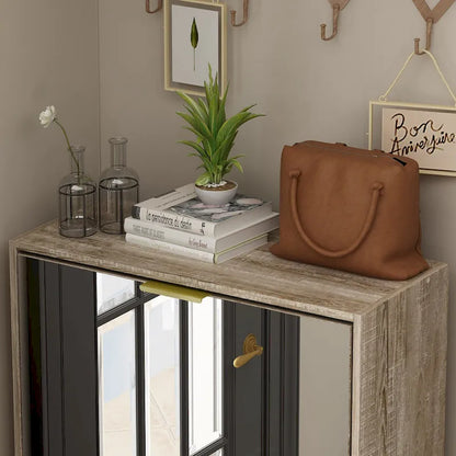 Meuble à chaussures sur pied Kerrogee avec miroir et organisateur de chaussures