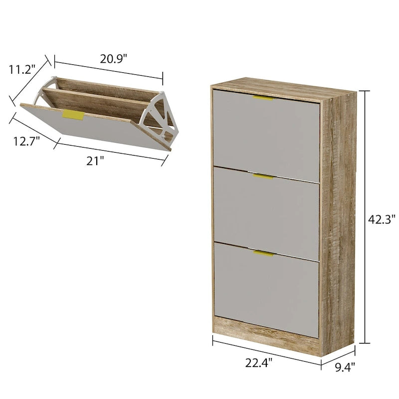 Meuble à chaussures sur pied Kerrogee avec miroir et organisateur de chaussures
