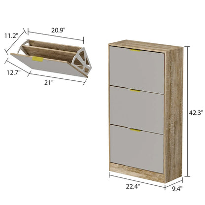 Meuble à chaussures sur pied Kerrogee avec miroir et organisateur de chaussures