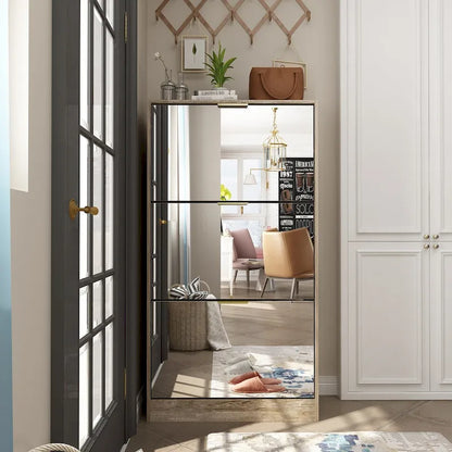 Meuble à chaussures sur pied Kerrogee avec miroir et organisateur de chaussures