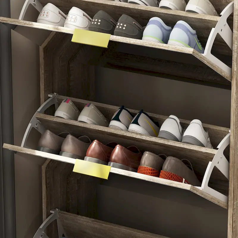 Meuble à chaussures sur pied Kerrogee avec miroir et organisateur de chaussures