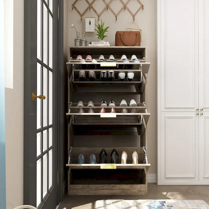 Meuble à chaussures sur pied Kerrogee avec miroir et organisateur de chaussures