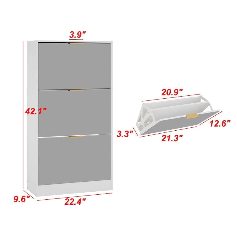 Meuble à chaussures sur pied Kerrogee avec miroir et organisateur de chaussures