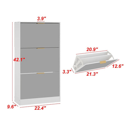 Meuble à chaussures sur pied Kerrogee avec miroir et organisateur de chaussures