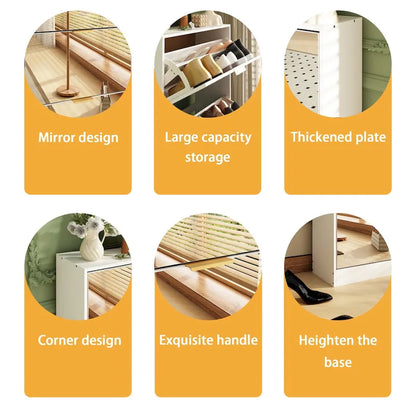 Meuble à chaussures sur pied Kerrogee avec miroir et organisateur de chaussures