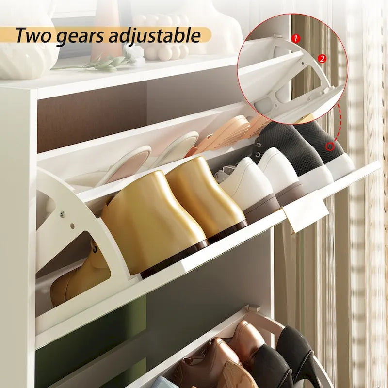 Meuble à chaussures sur pied Kerrogee avec miroir et organisateur de chaussures