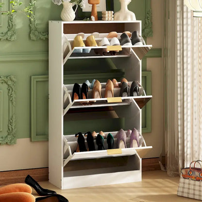 Meuble à chaussures sur pied Kerrogee avec miroir et organisateur de chaussures