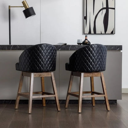 Tabourets de bar pivotants en bois, hauteur comptoir, avec repose-pieds (lot de 2)