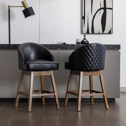 Tabourets de bar pivotants en bois, hauteur comptoir, avec repose-pieds (lot de 2)