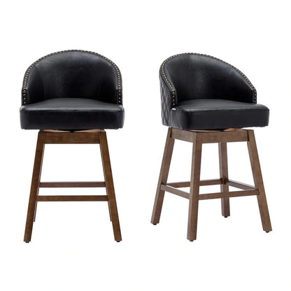 Tabourets de bar pivotants en bois, hauteur comptoir, avec repose-pieds (lot de 2)