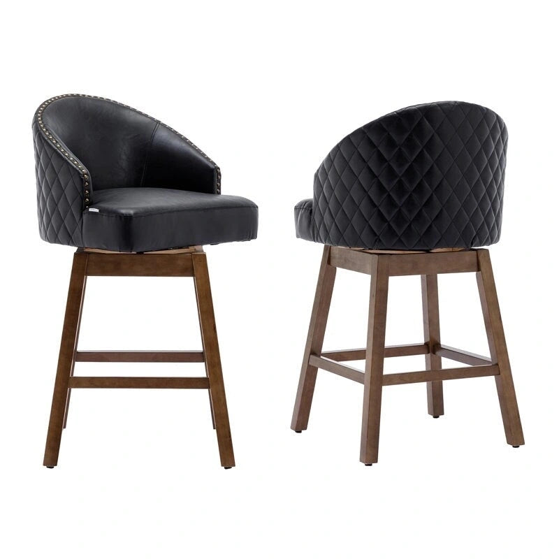 Tabourets de bar pivotants en bois, hauteur comptoir, avec repose-pieds (lot de 2)