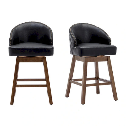 Tabourets de bar pivotants en bois, hauteur comptoir, avec repose-pieds (lot de 2)