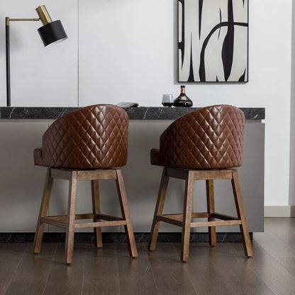 Tabourets de bar pivotants en bois, hauteur comptoir, avec repose-pieds (lot de 2)