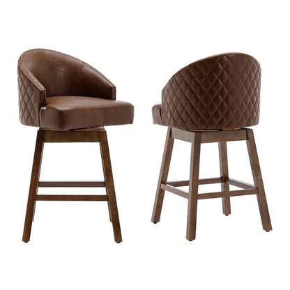 Tabourets de bar pivotants en bois, hauteur comptoir, avec repose-pieds (lot de 2)