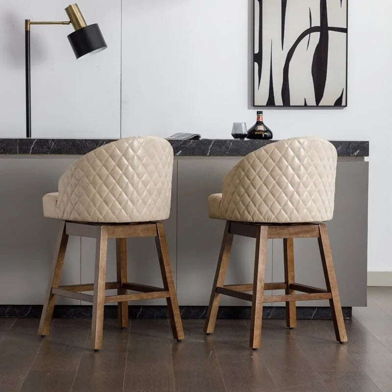 Tabourets de bar pivotants en bois, hauteur comptoir, avec repose-pieds (lot de 2)