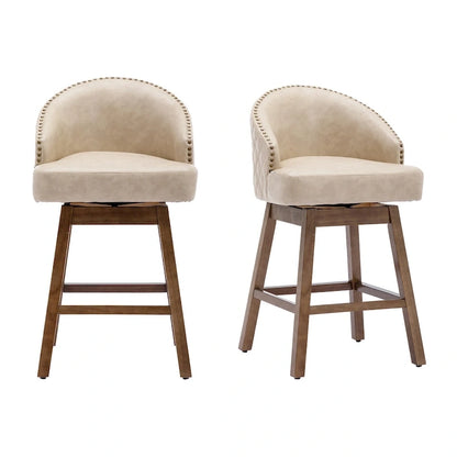 Tabourets de bar pivotants en bois, hauteur comptoir, avec repose-pieds (lot de 2)