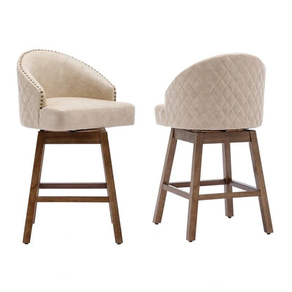 Tabourets de bar pivotants en bois, hauteur comptoir, avec repose-pieds (lot de 2)