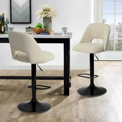 Tabouret de bar pivotant en vinyle à hauteur réglable avec base plus large (17,7 po), lot de 2 - 32 x 17 x 17 po