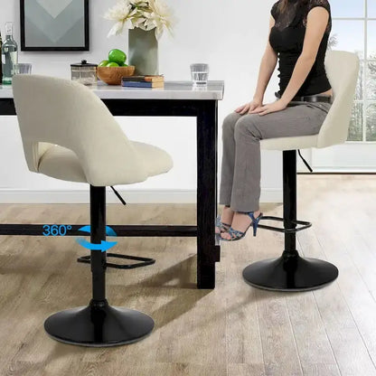 Tabouret de bar pivotant en vinyle à hauteur réglable avec base plus large (17,7 po), lot de 2 - 32 x 17 x 17 po
